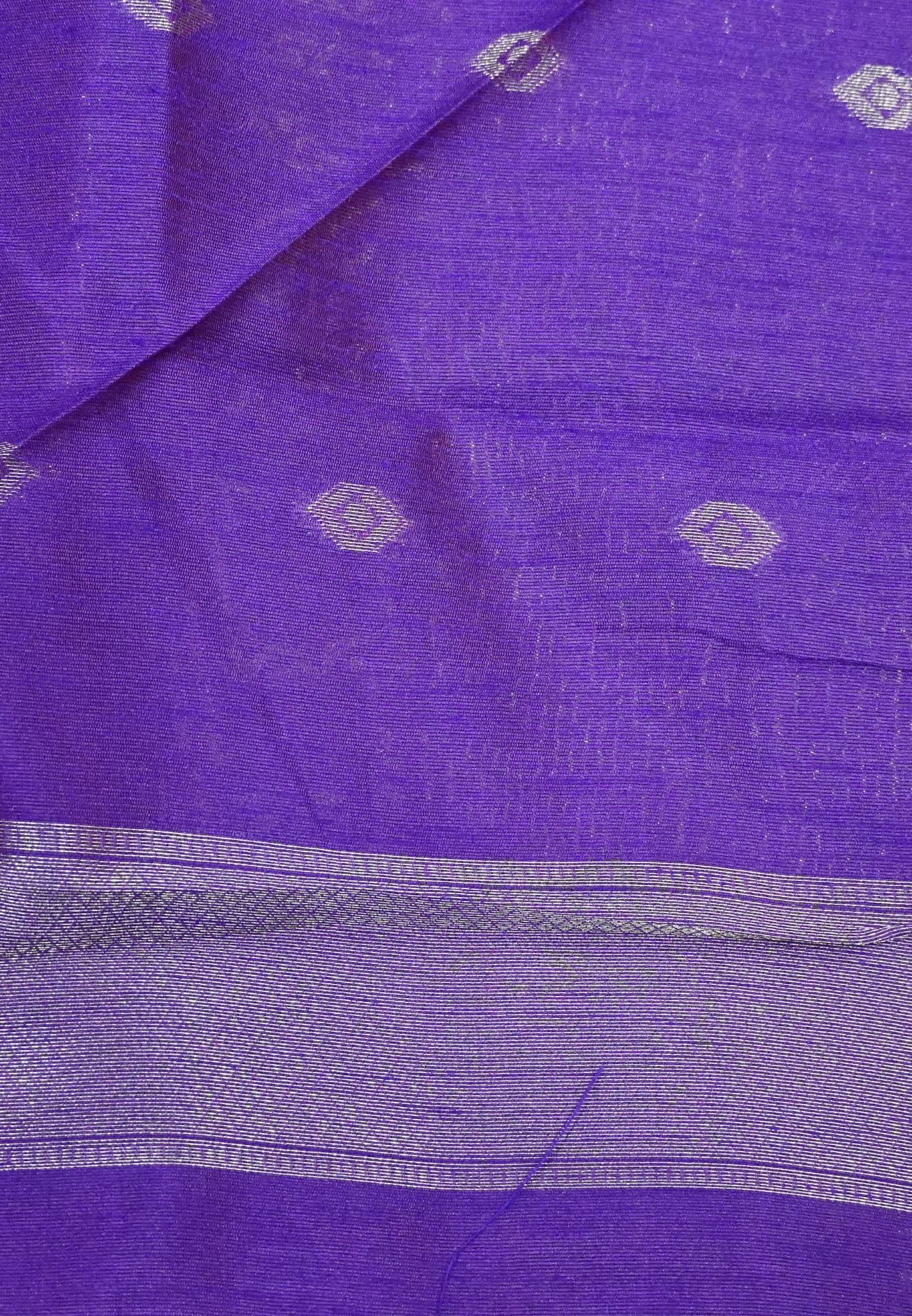 Semi Raw Silk Saree -Voilet in Kolam Pattern