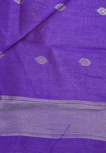 Semi Raw Silk Saree -Voilet in Kolam Pattern