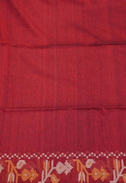 Handloom Cotton Saree-Red Kalash Jamdhani Border