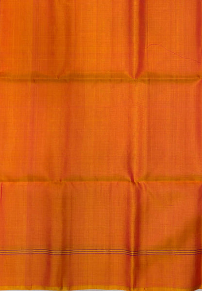Pure Kanchipuram Silk Saree-Yellowish Pink With Kolam Zari Border