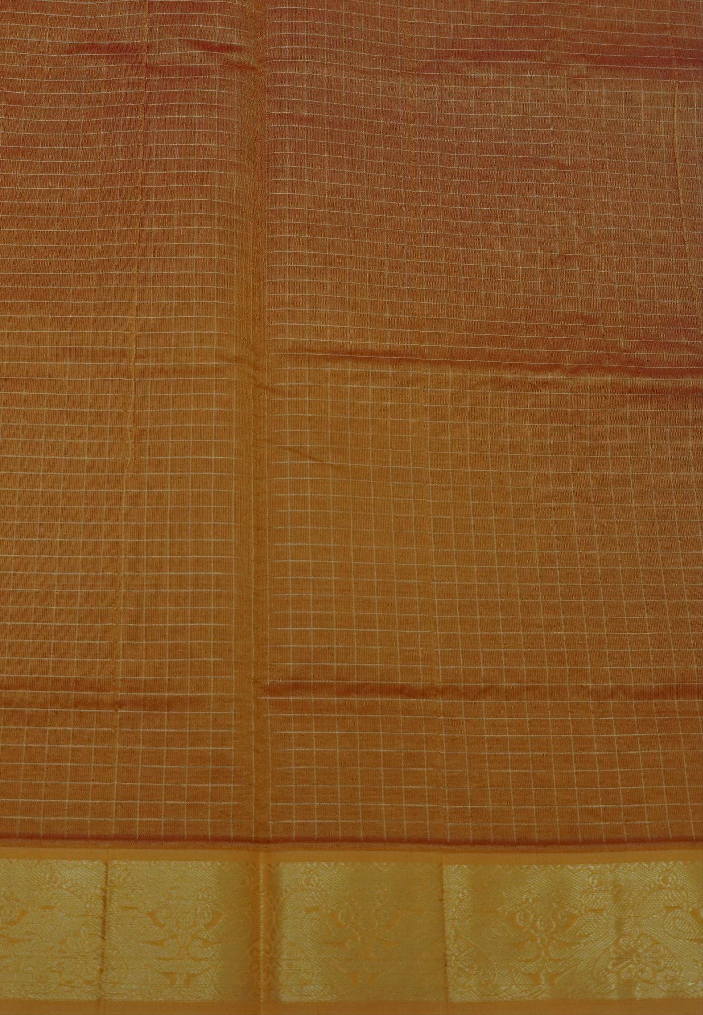 Pure Silk Cotton Saree-Red-Turmeric Yellow Zari Emboss With Contrast Border