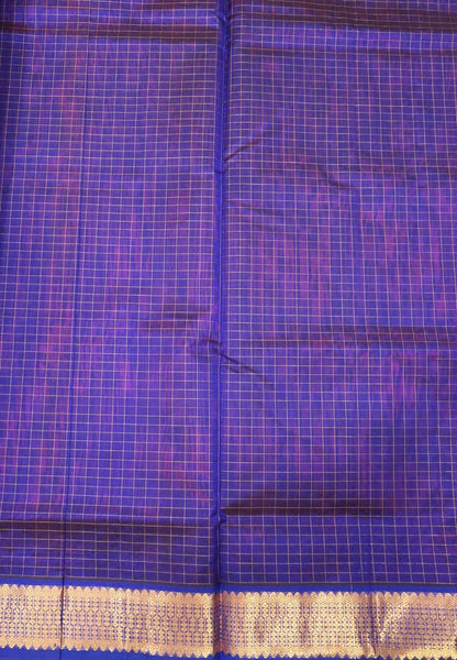 Pure Silk Cotton Saree-Maroon in Mini Checks with Contrast Border