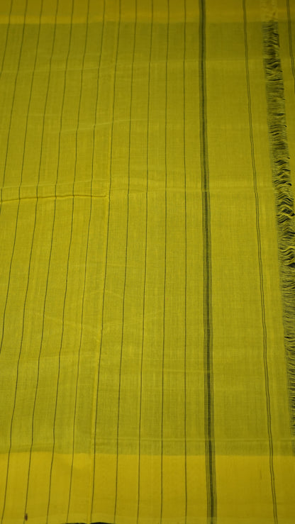 Pochampally Cotton double Ikkat Saree Black - Yellow