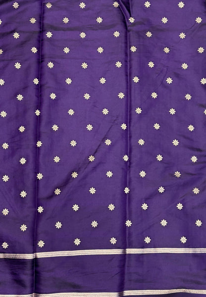 Gaji Silk Saree-Sky Blue in Intricate Geometric Floral Zari with Contrast Border