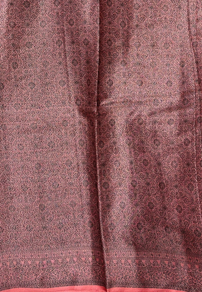 Tussar Saree-Peach In Glitter Floral Border