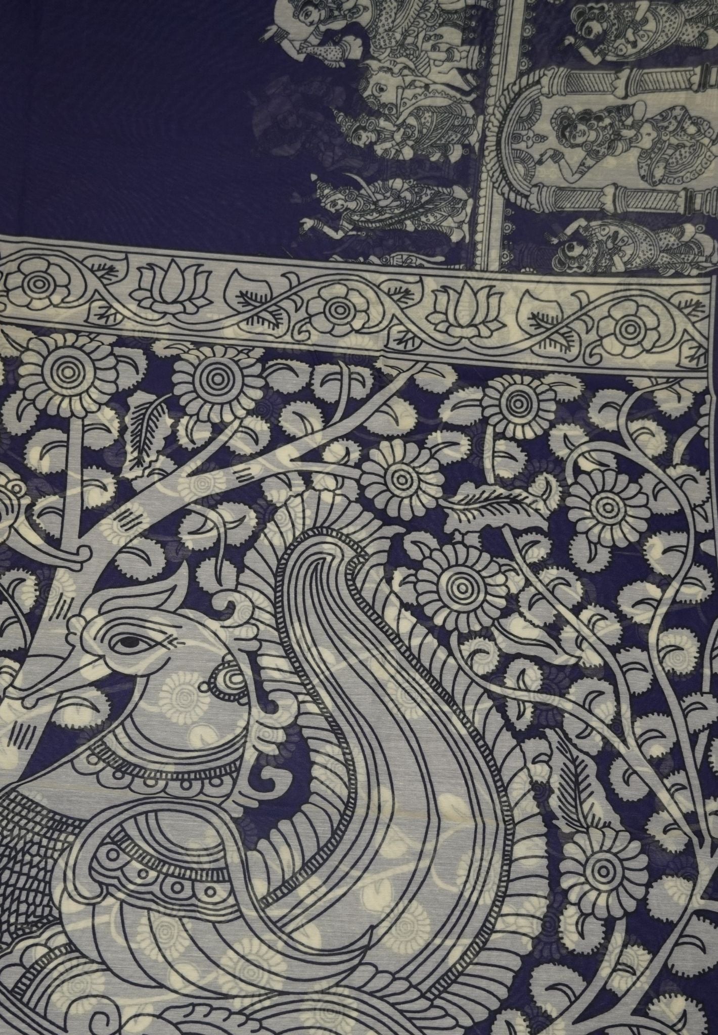 Chanderi Saree - Violet with penn kalamkari print