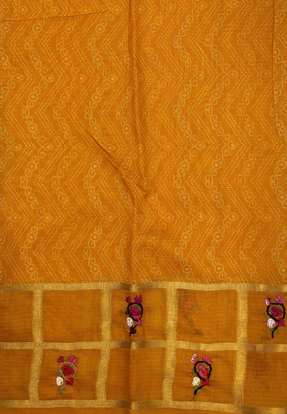 Pure Kota Saree-Yellow In Floral Gridwork Border