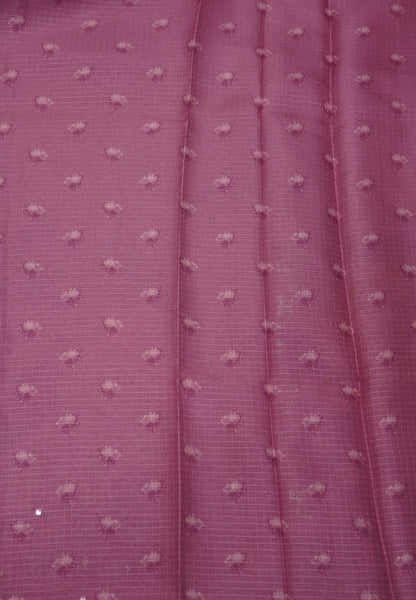 Matka Tussar Saree – Purple Floral Print with Scallop Border