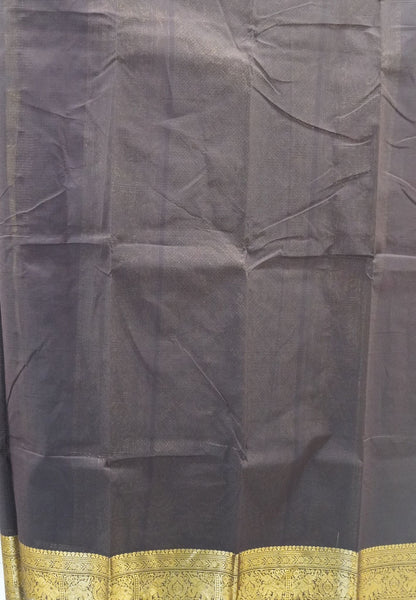Chettinad Cotton Saree-Brown Mini Checked With Elephant & Floral Zari Border
