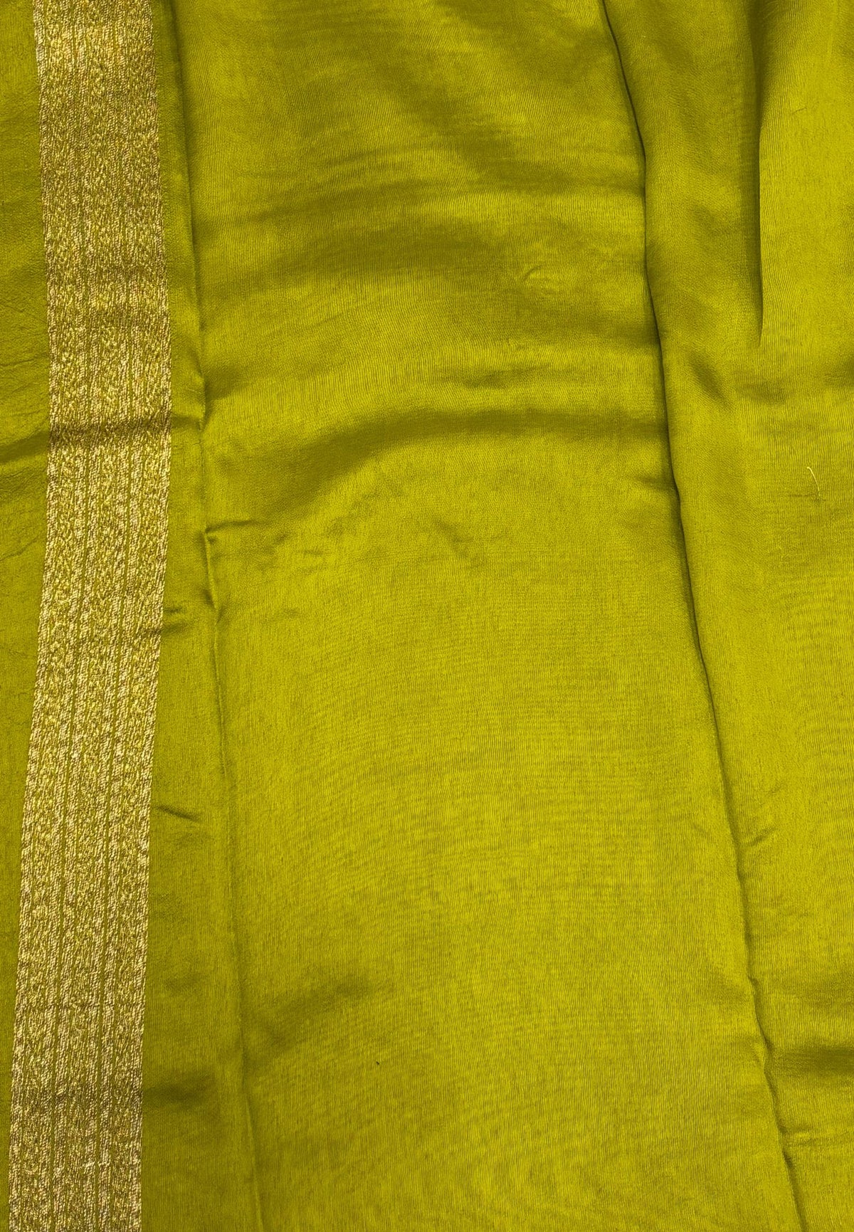 Banarasi Tussar Saree-Mehandi Green in Floral Brocade Zari Border