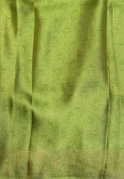 Tissue Silk Saree-Green In Doll Motif Border