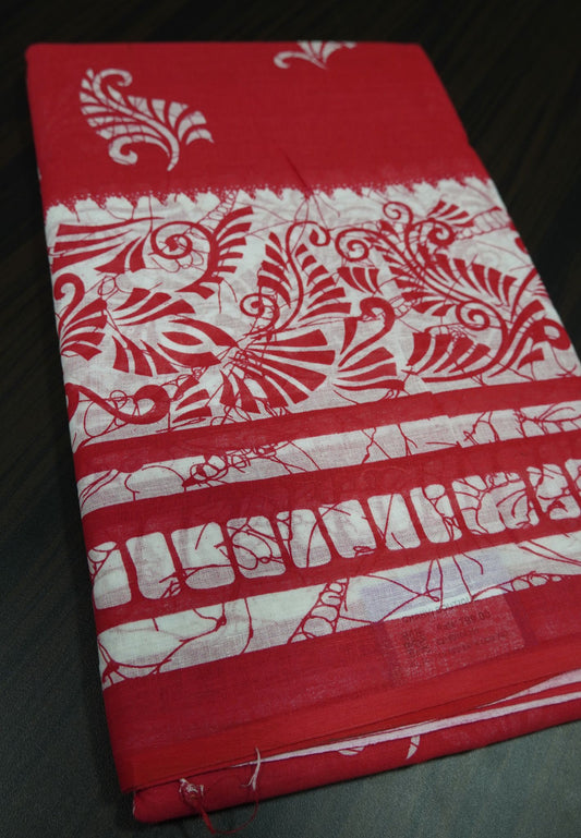 Cotton Saree - Red