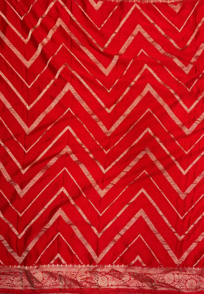 Chinon Silk Saree-Red with Antique Floral Border