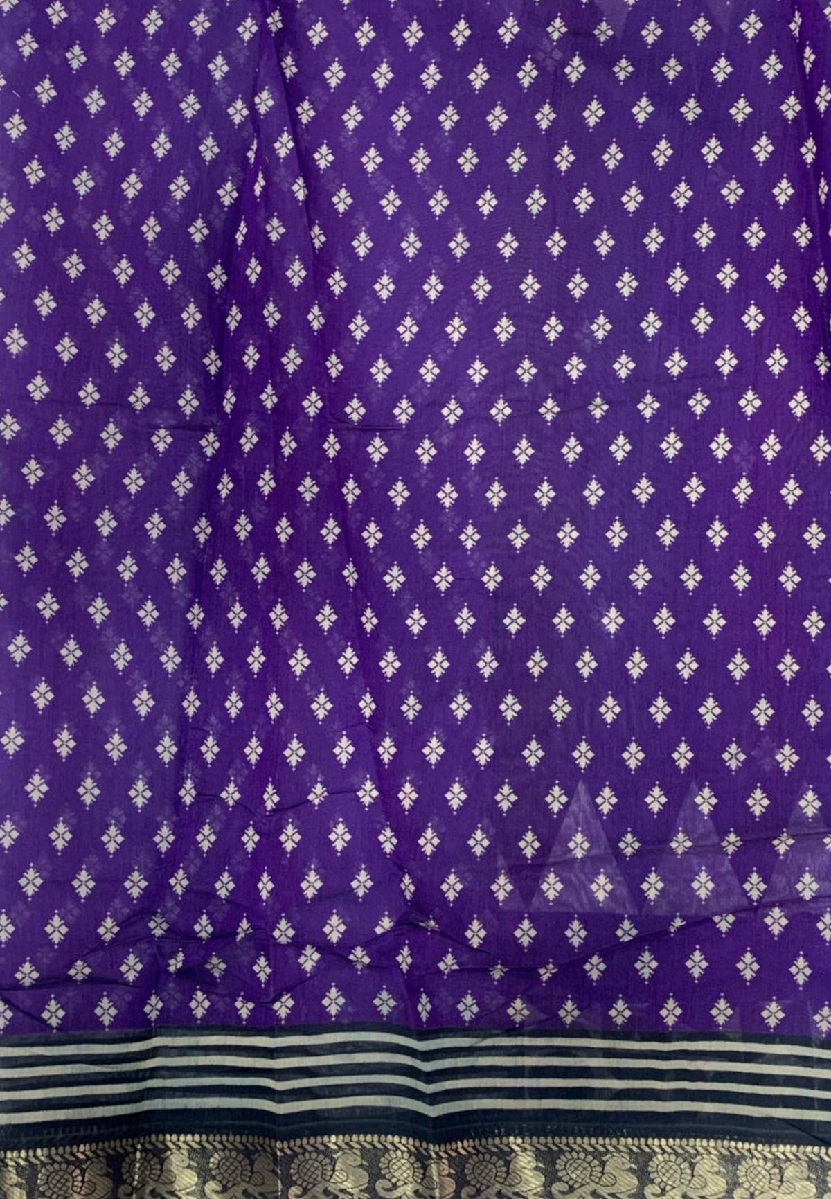 Malai Cotton Saree-Black with Kalamkari Border