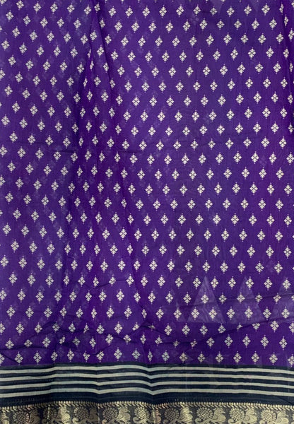 Malai Cotton Saree-Black with Kalamkari Border