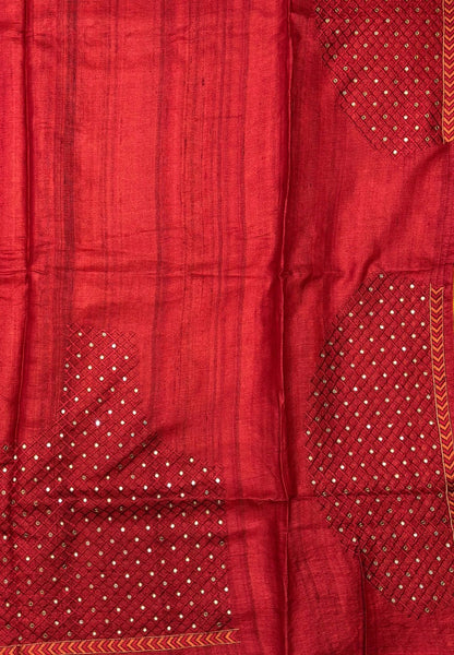 Pure Jute Silk Saree-Mustard In Tower Embroidery Border