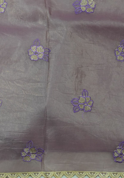 Paper Work Saree - Purple Rose