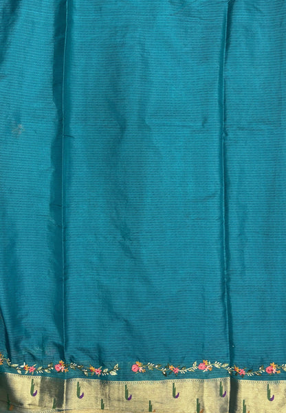 Kota Saree- Ramar Blue In Floral Zari Vine Border
