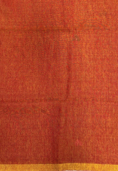 Tissue Silk Saree-Red In Lotus Motif Border