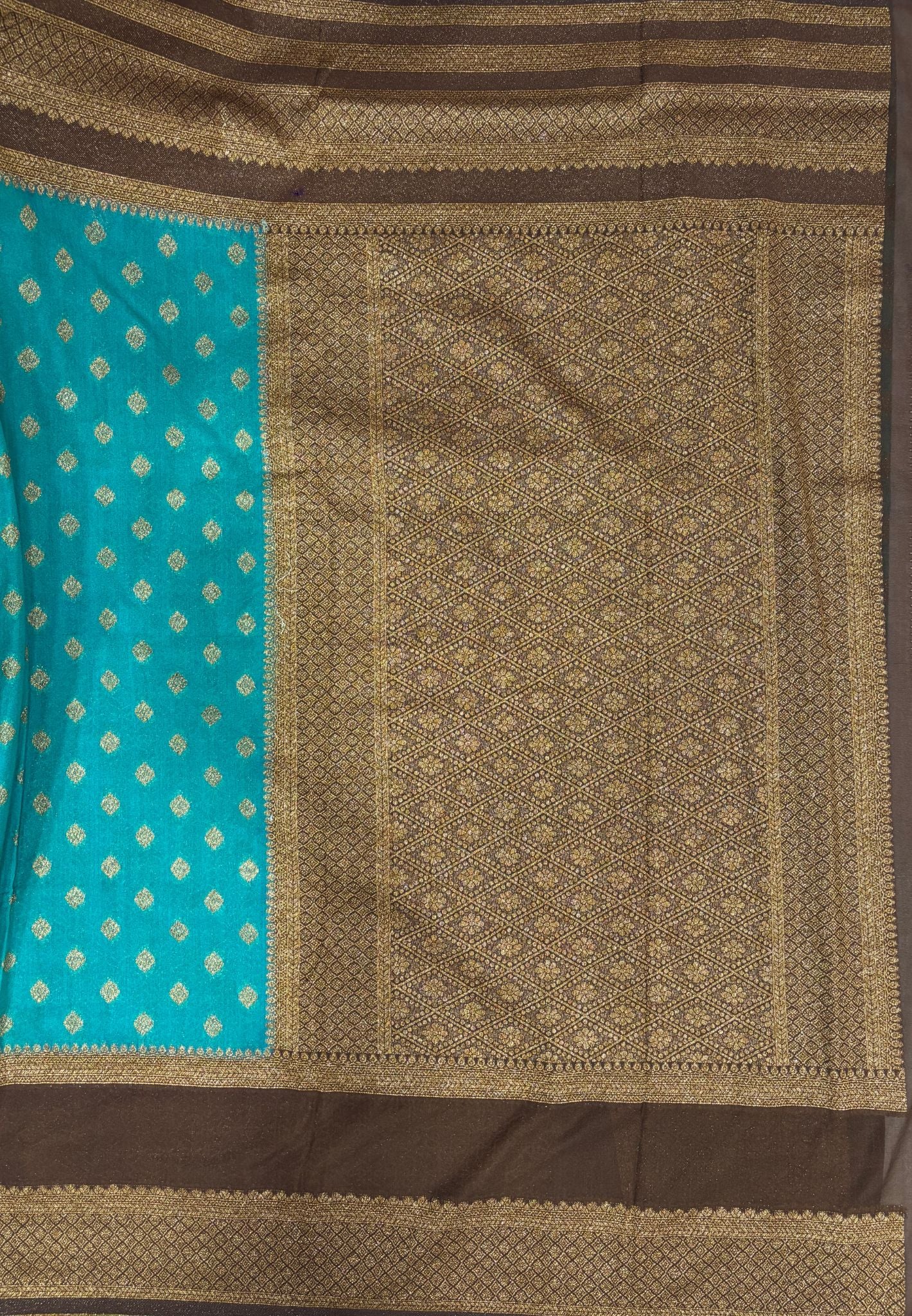 Banarasi Crepe Saree-Ramar Green in Mini Zari Butta with Retepet Border