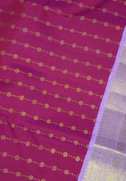 Pure Kanchipuram Silk Saree - Rani Pink 1000 Butta with Light Pink Border