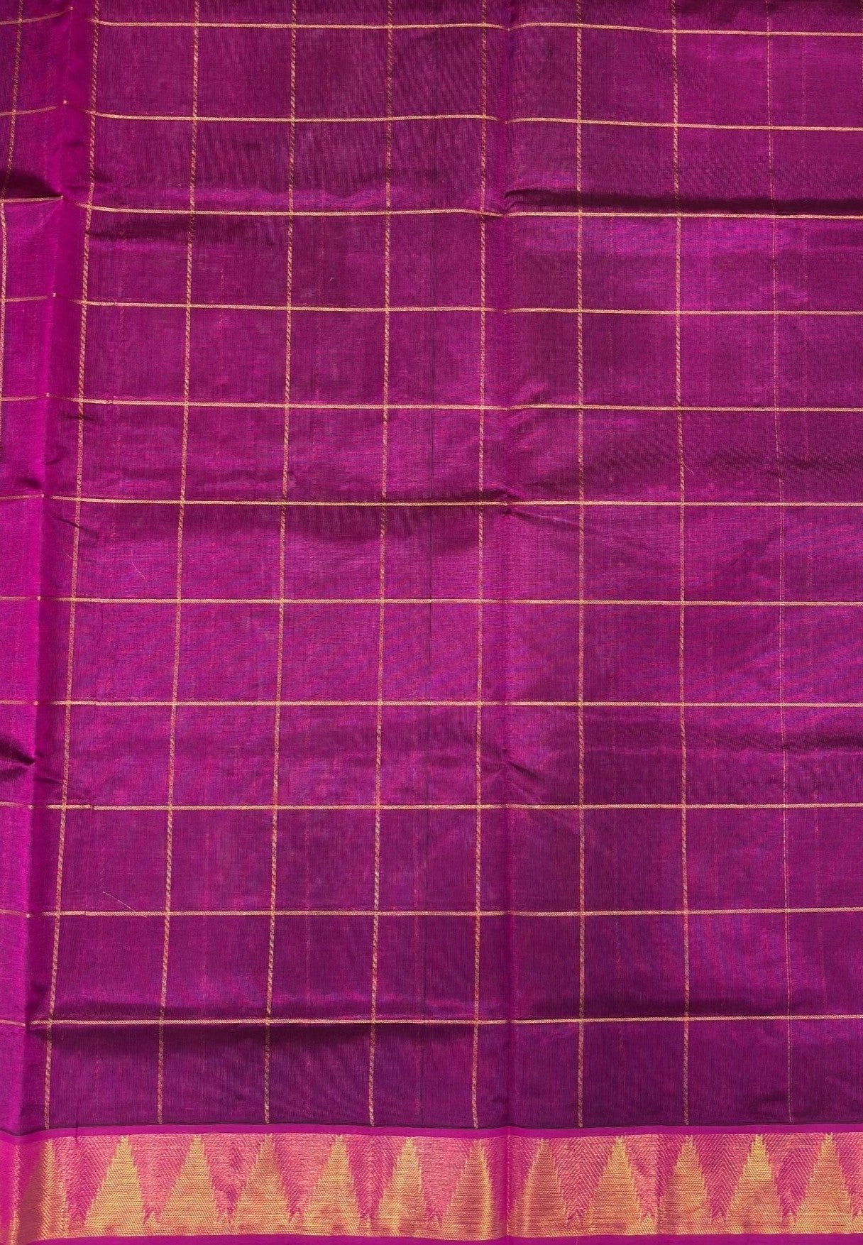 Silk Cotton Saree-Purple with Contrast Temple Border