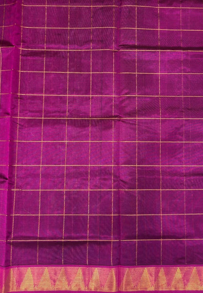 Silk Cotton Saree-Purple with Contrast Temple Border
