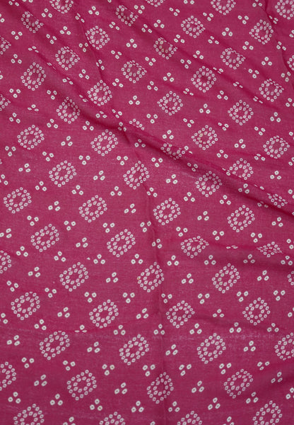 Chiffon Saree – Bandhani Inspired Print with Elegant Border White & Rani Pink