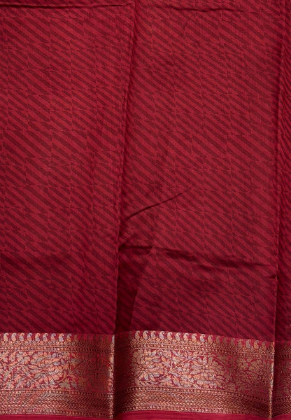 Pure Chanderi Saree-Red in Circle Pattern Border