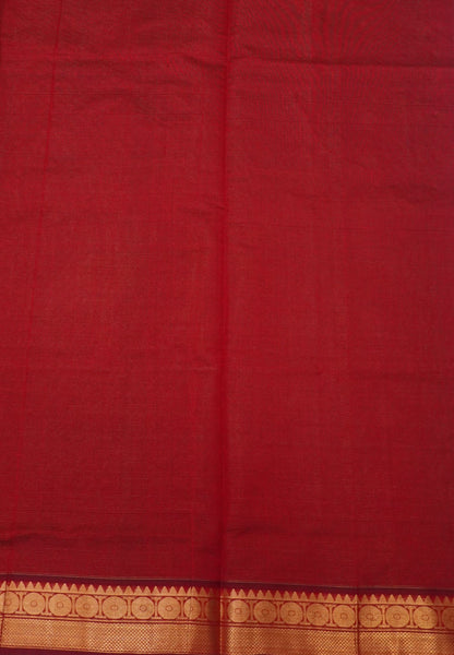 Silk Cotton Saree-Bottle Green with Contrast Border in Vairaoosi