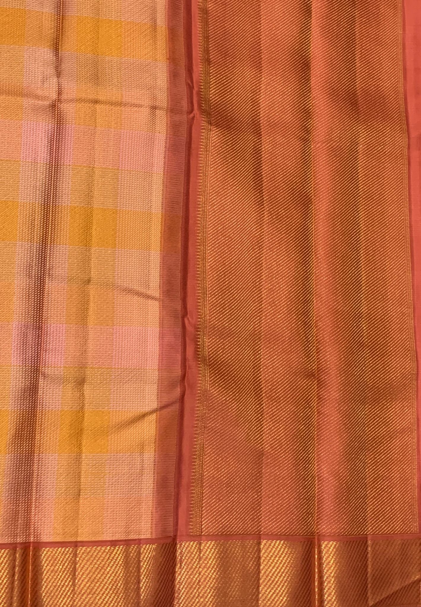 Pure Kanchipuram Silk Saree-Peachish Orange