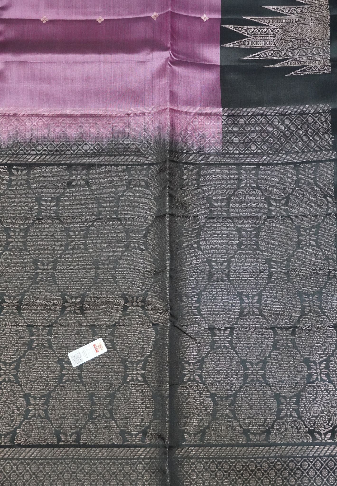 Pure Soft Silk Saree - Onion Pink - Black