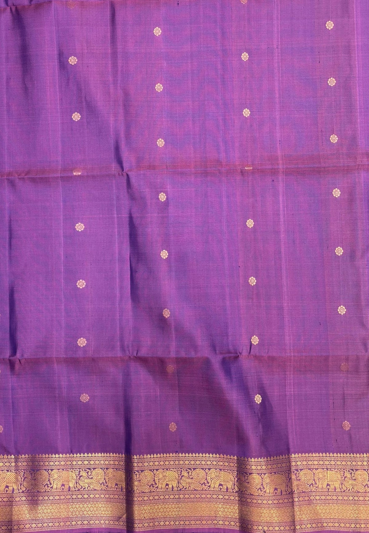 Pure Kanchipuram Silk Saree-Lavender In Gaja Floral Zari Border