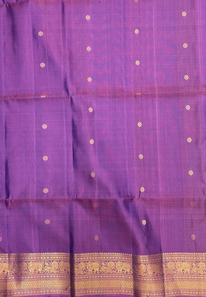 Pure Kanchipuram Silk Saree-Lavender In Gaja Floral Zari Border