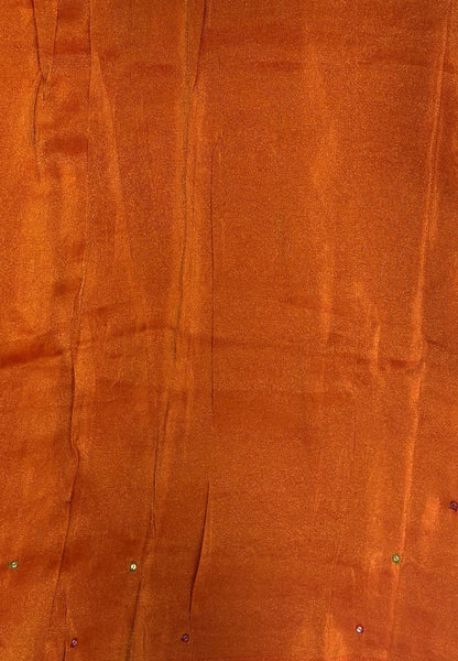 Viscose Saree-Rust Orange In Fine Stripe Zari Border