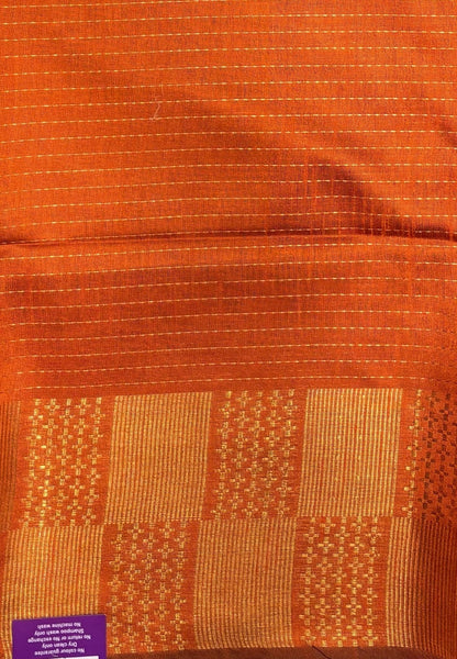 Semi Raw Silk Saree-Maroon In Checkered Zari With Contrast Border
