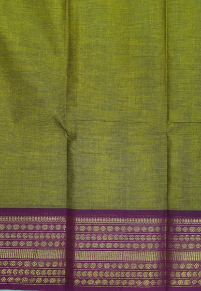Kanchi Cotton Saree-Mehandi Green With Varisapet Border
