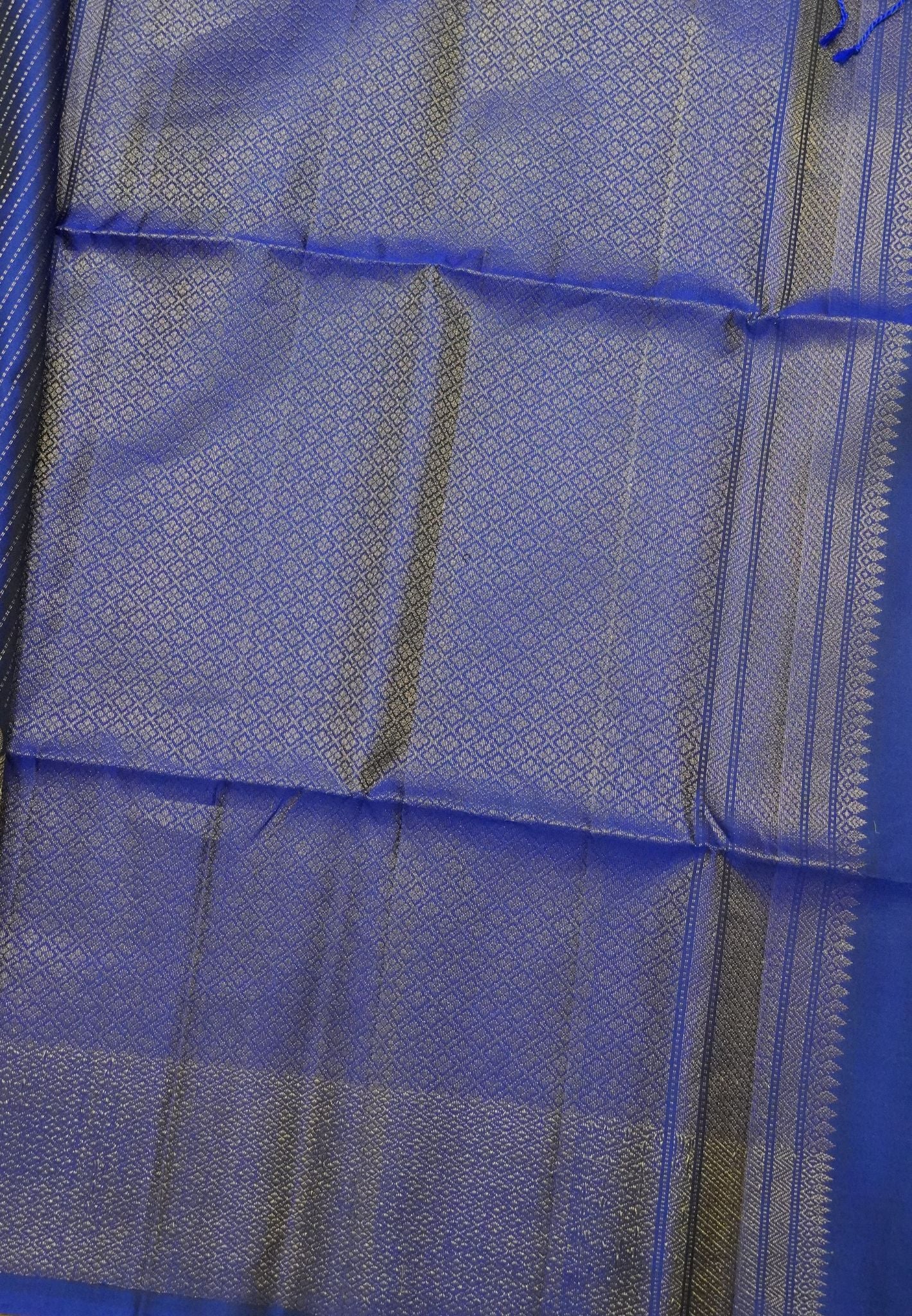 Pure Soft Silk Saree-Royal blue Zari lines with Parrot Border