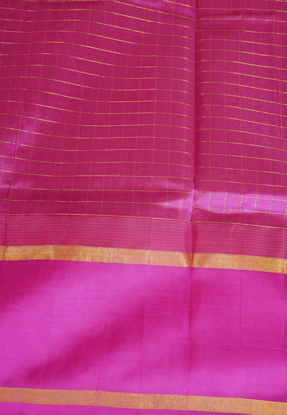 Silk Cotton Saree-Navy blue with Zari Checks