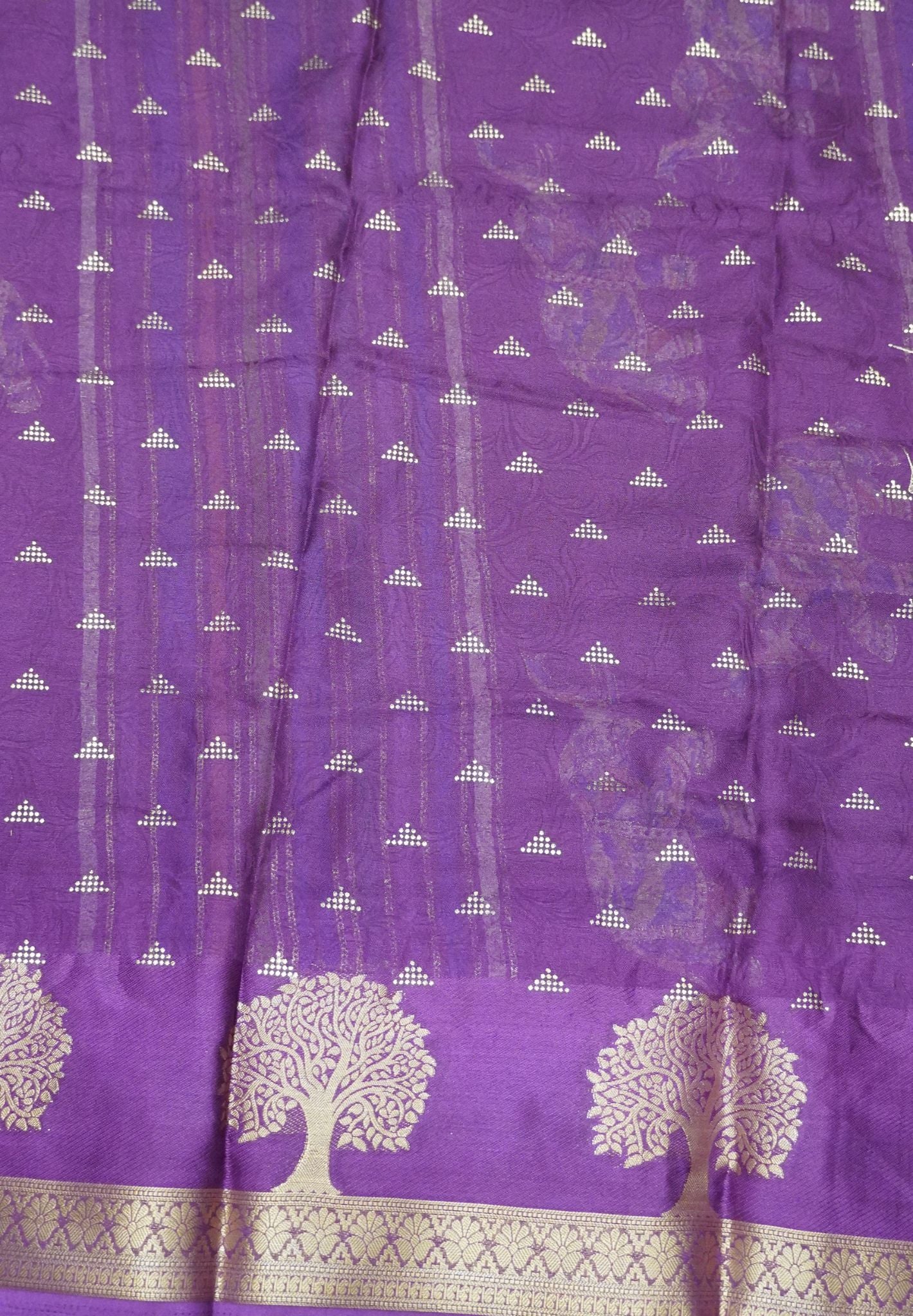 Georgette Saree-Wine with Tree Zari