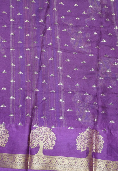 Chiffon Saree-Wine with Tree Zari