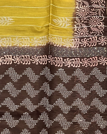 Bhagalpur Cotton Saree - Yellow