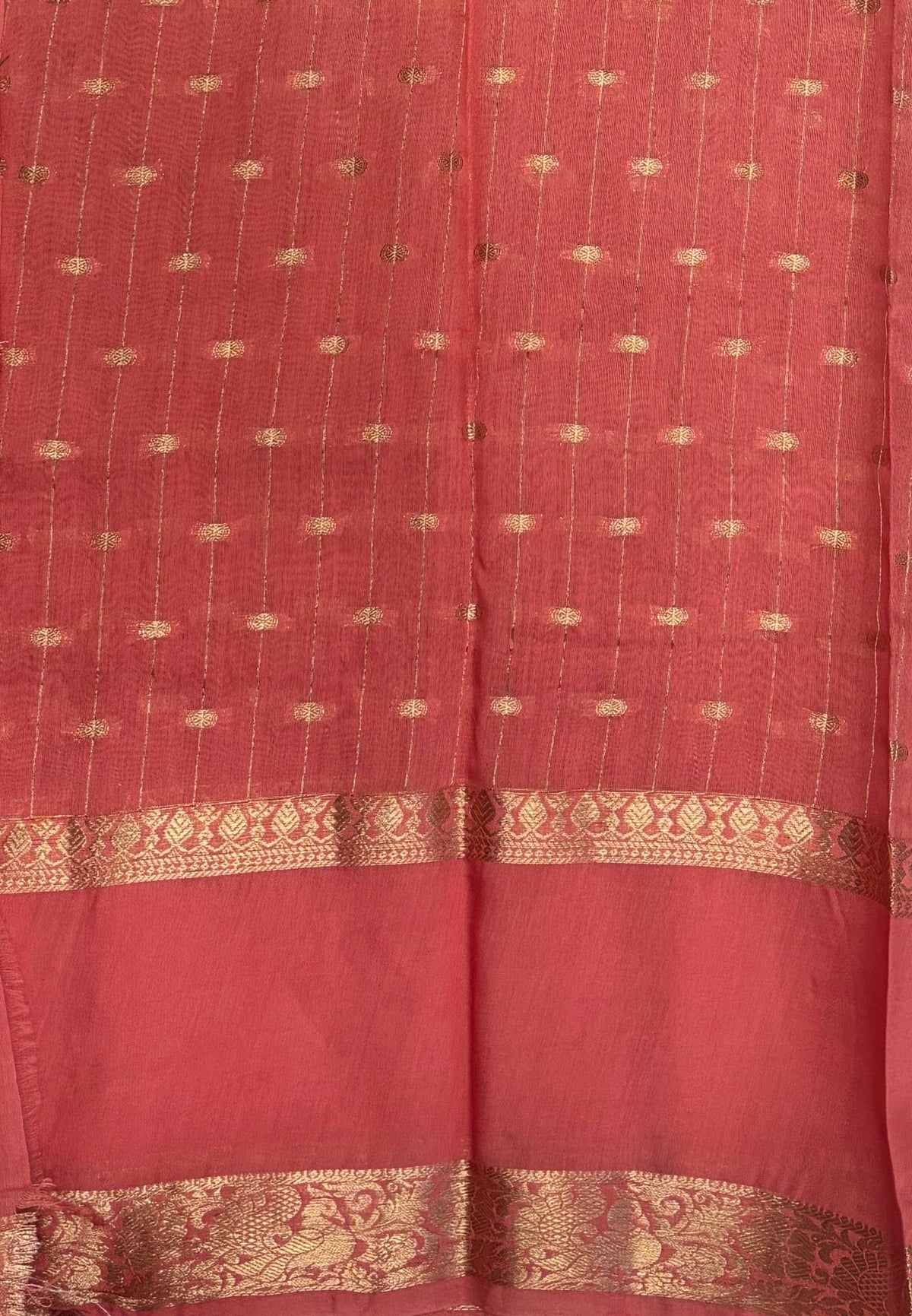 Banarasi Tussar Saree-Red in Retpet Zari Border