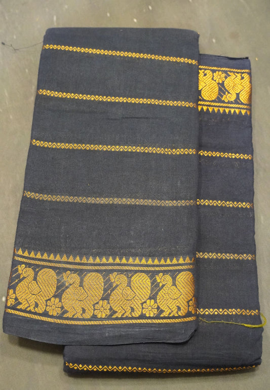 Sungudi Cotton- Veldhari Pattern Navy Blue