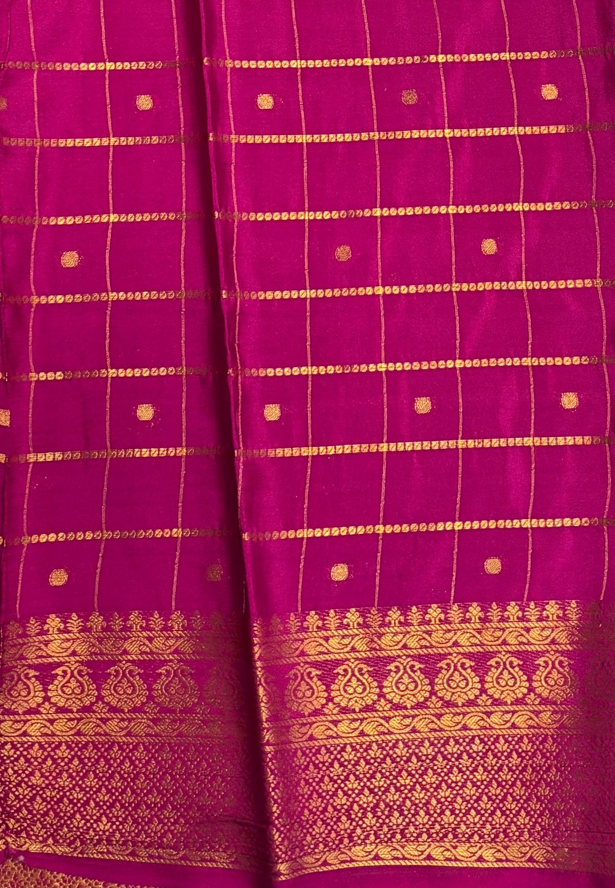Viscose Saree-Sea Blue in Checked Zari Pattern Border