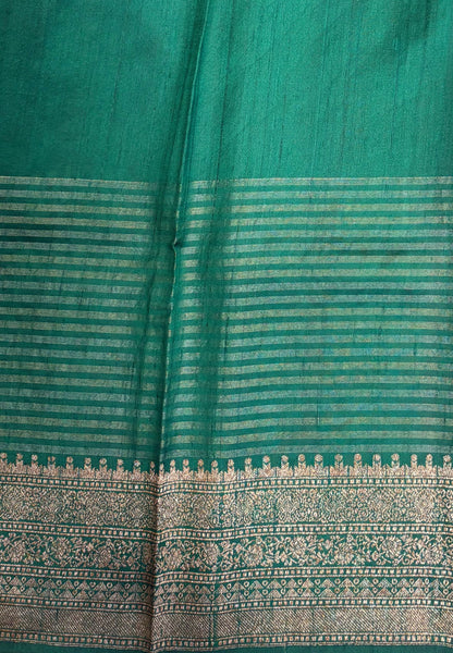 Pure Handloom Tussar Saree-Red in Traditional Floral Brocade Border