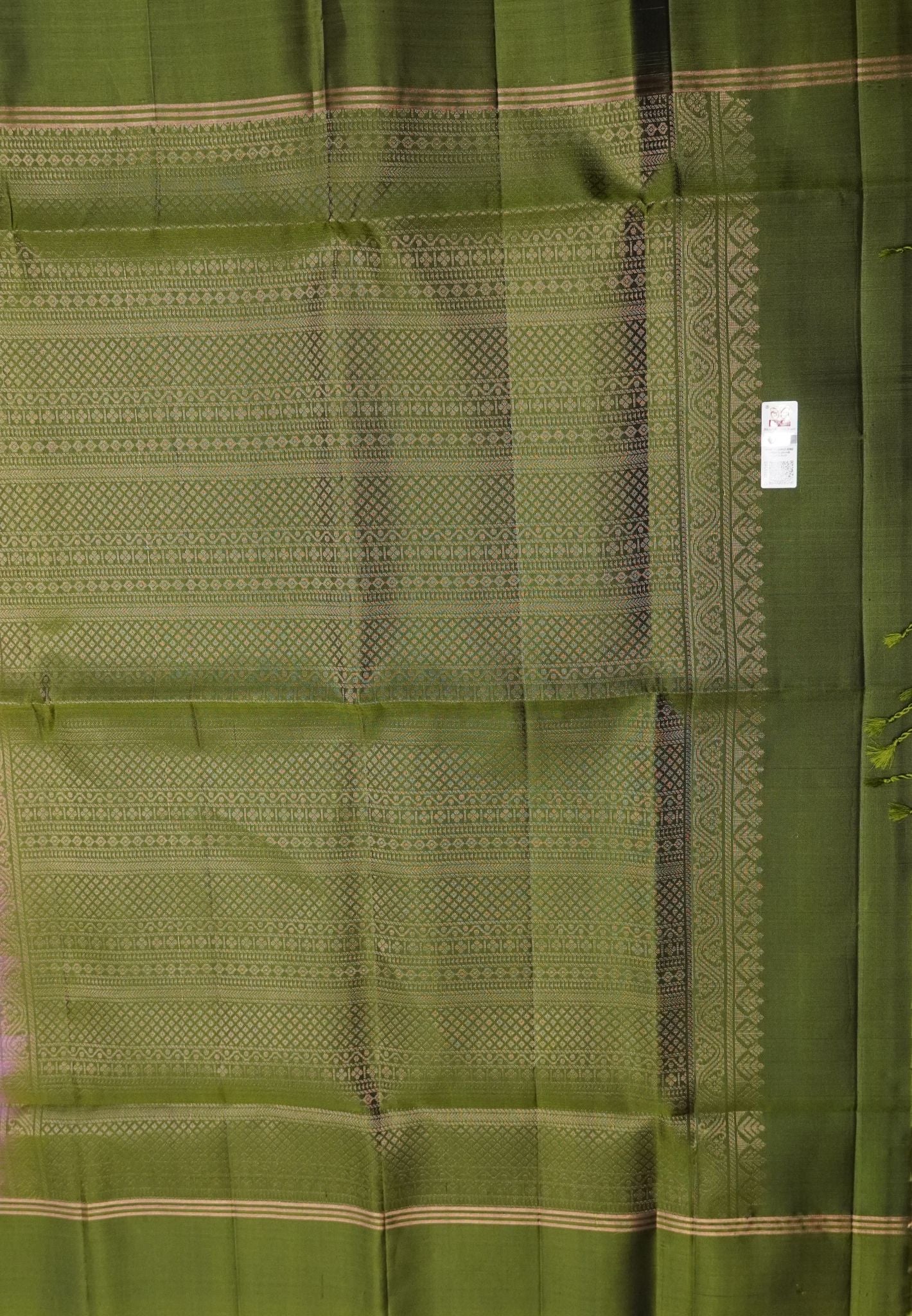 Pure Kanchipuram Silk Saree with Contrast Elegance Lavender-Olive Green