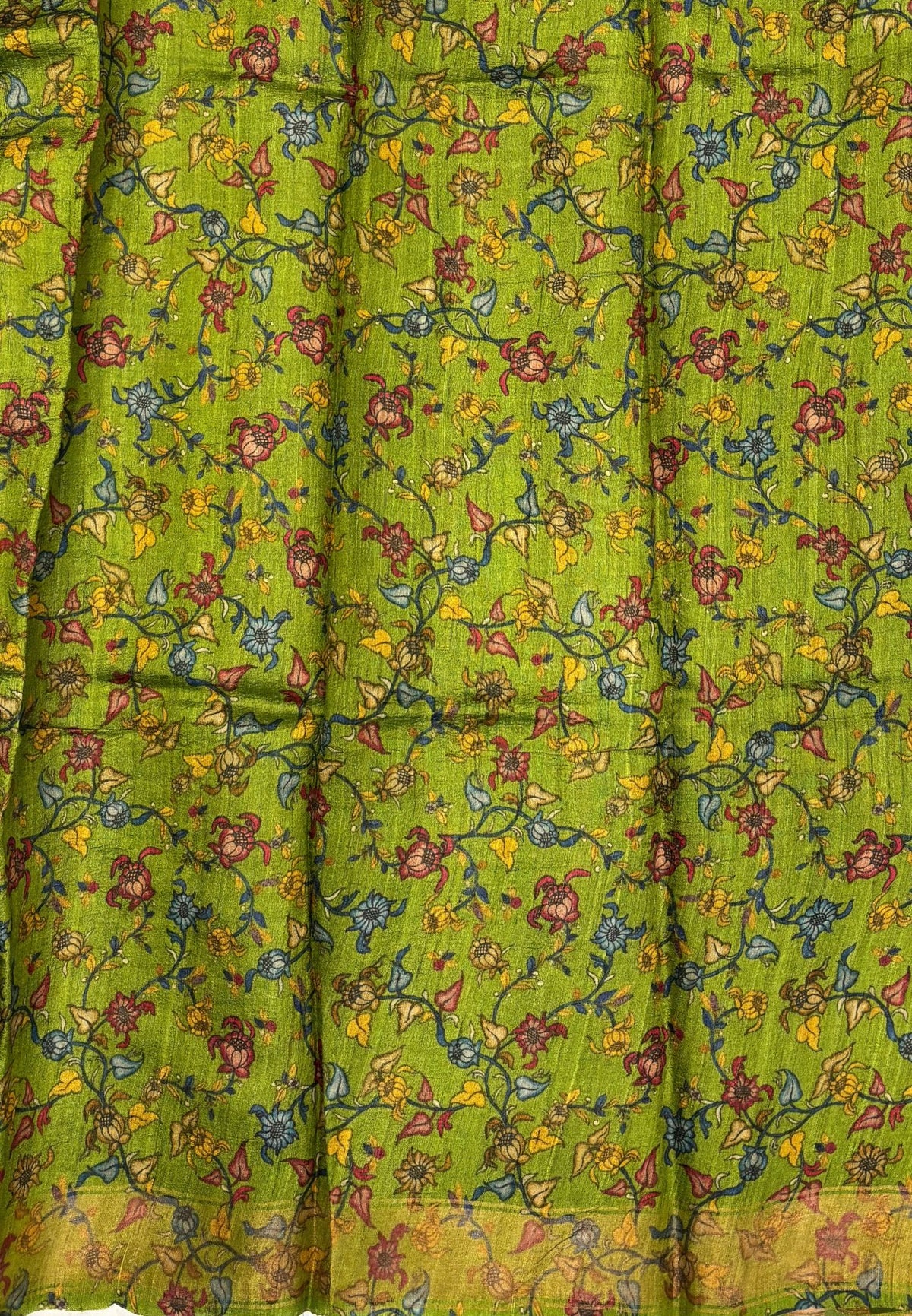 Pure Organza Tussar Saree-Light Green In Striped Zari Border