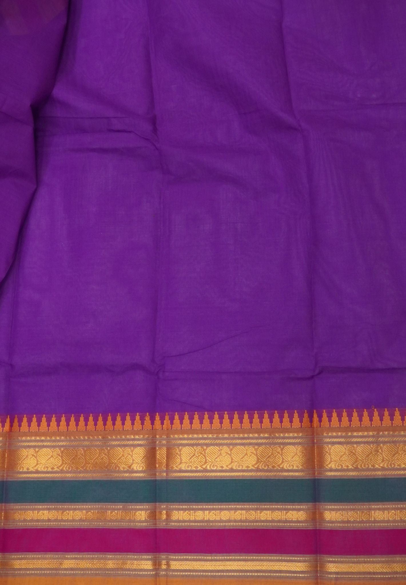Chettinadu Cotton Saree-Bright Violet with Varisapet Border