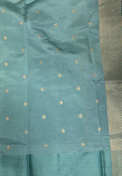 Mulberry Silk Saree-Tone of Blue with Deer Border